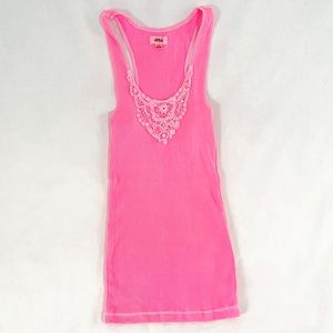 Aerie pink lace detail front tank top